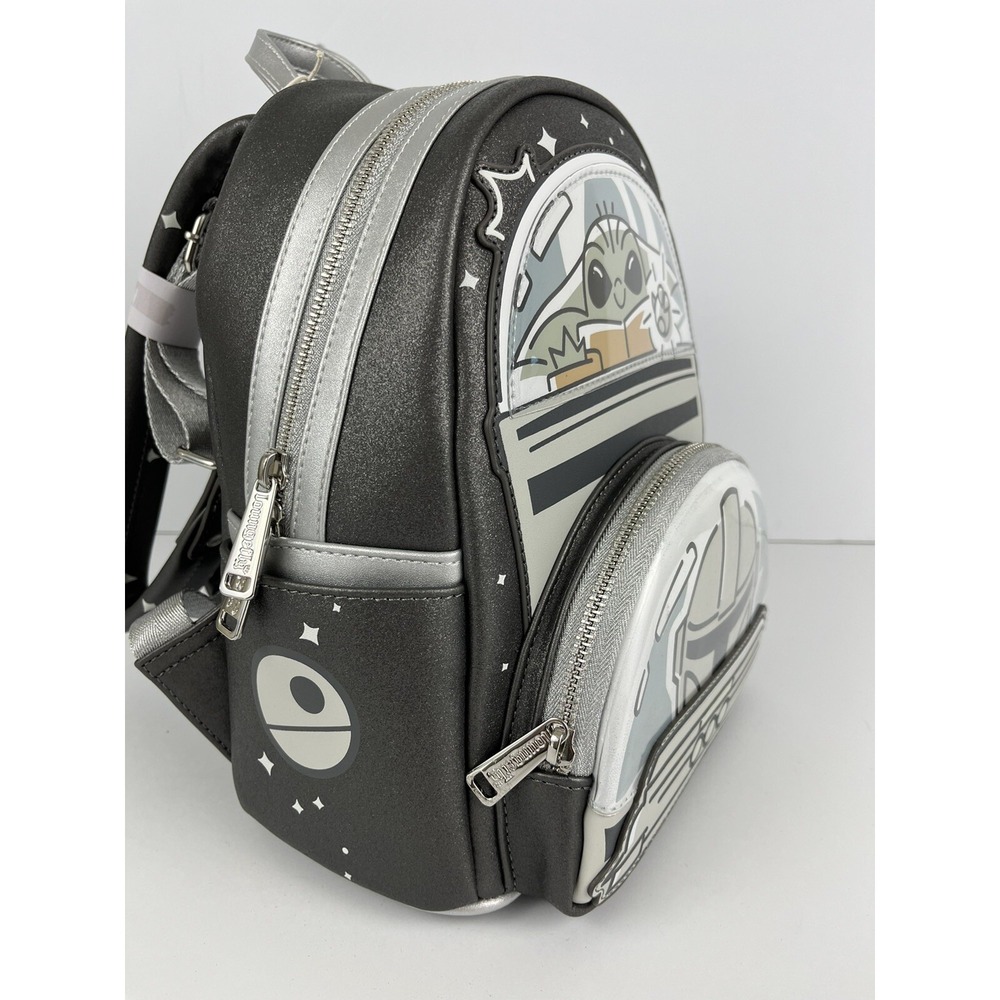 NWT DISNEY WORLD PARKS LOUNGEFLY BACKPACK MANDALORIAN GROGU STARWARS GLOW A60 - Picture 3 of 9